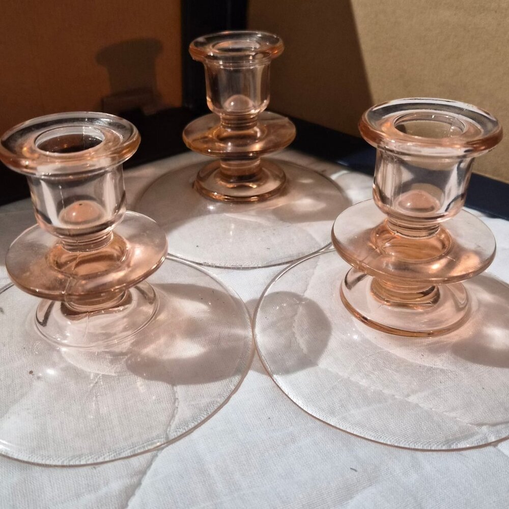 Antique Depression Glass Candlestick Holders